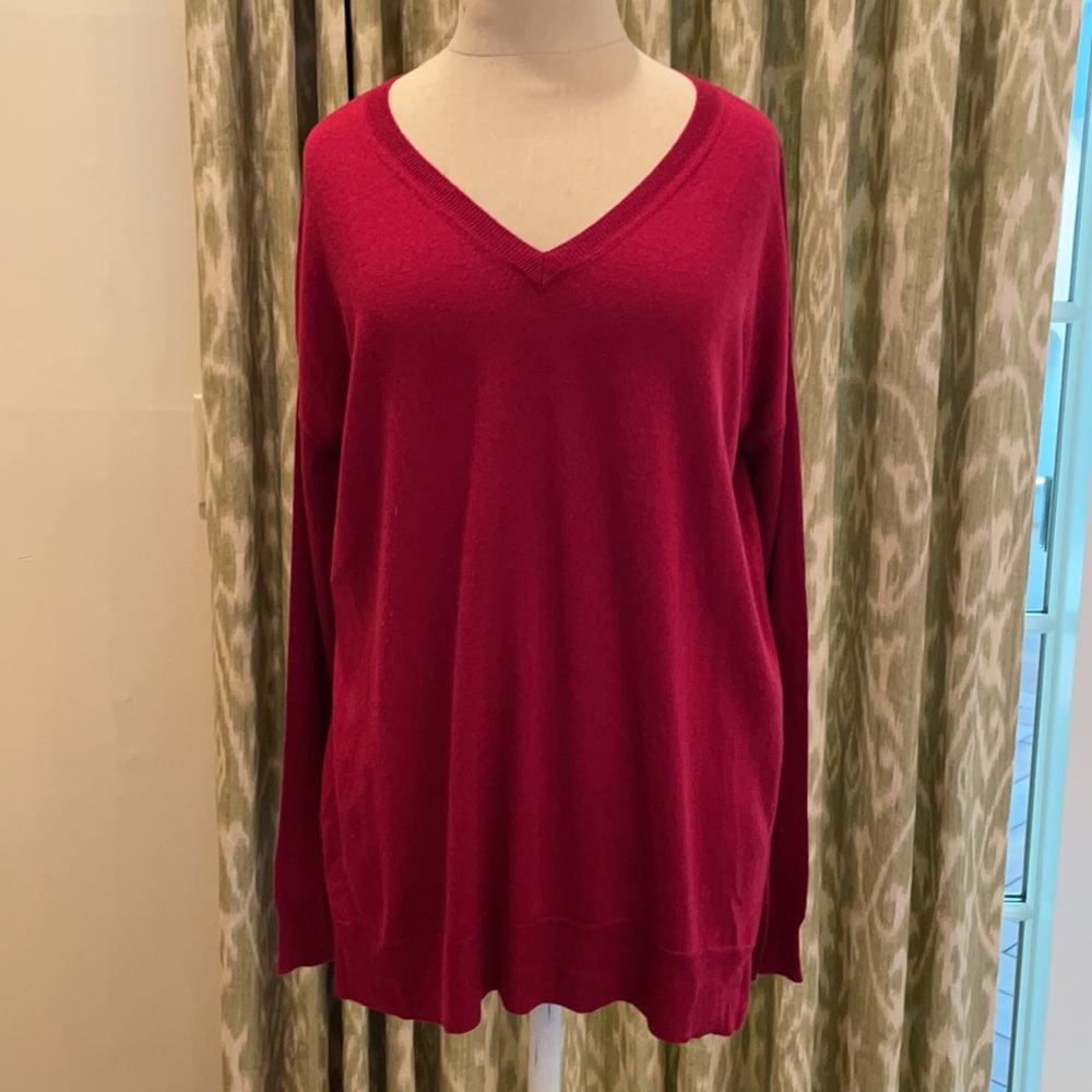 Vince Red V Neck Sweater, X Small